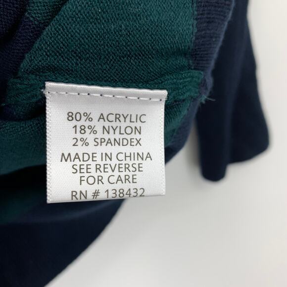 Modcloth Pullover Crew Neck Sweater Womens Sz M Striped Navy Green Button Detail - Picture 6 of 6